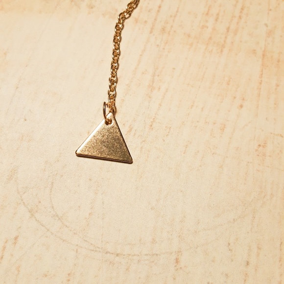 Gold Minimalist Geometric Triangle Drop Y Necklace - Picture 3 of 4